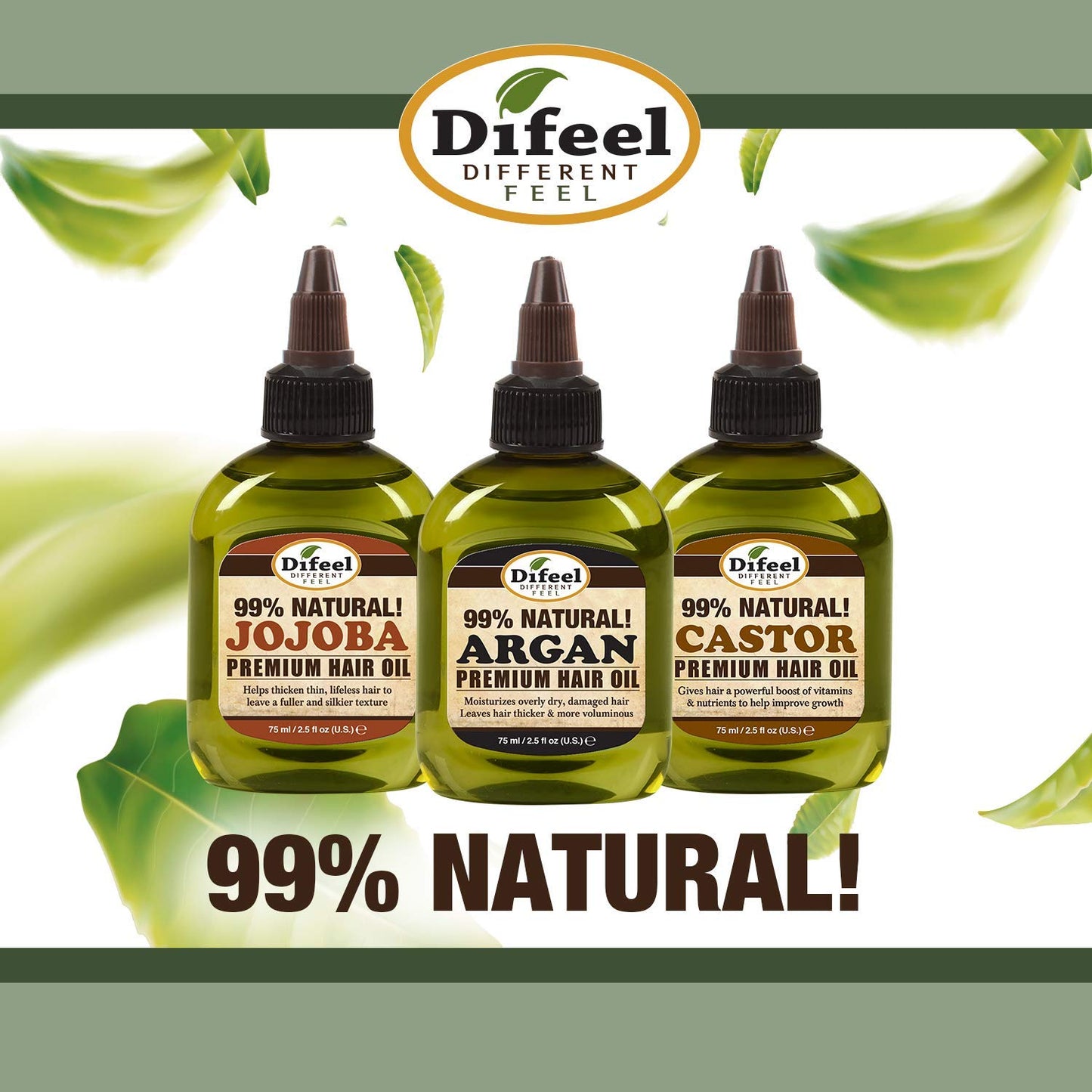 Mens Ultra Growth Basil and Castor Beard Oil 2.5 Oz. - Natural Beard Oil for Hair Growth