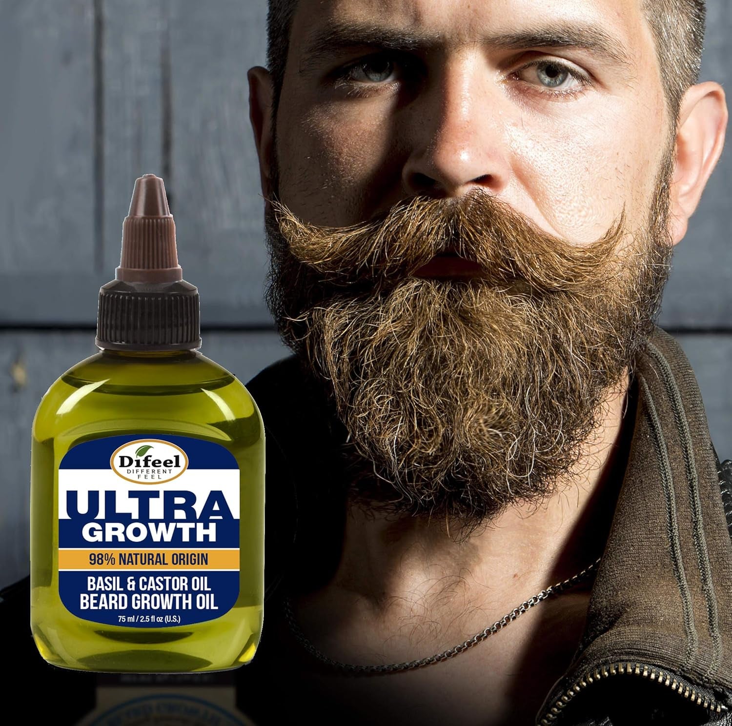 Mens Ultra Growth Basil and Castor Beard Oil 2.5 Oz. - Natural Beard Oil for Hair Growth