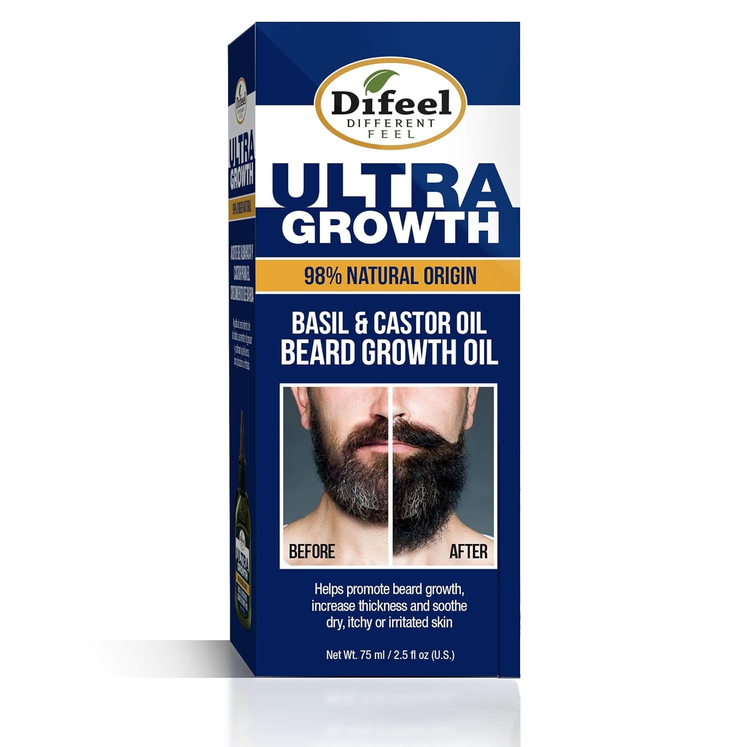 Mens Ultra Growth Basil and Castor Beard Oil 2.5 Oz. - Natural Beard Oil for Hair Growth